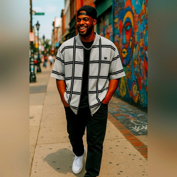 Vintage Phat Farm XL 90s Y2k  Shacket Retro Striped Baseball Streetwear Jacket - Picture 1 of 7